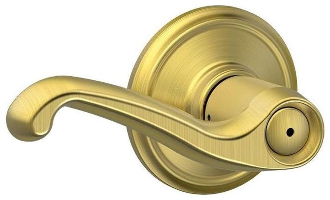 Flair Bed/Bath Privacy Door Handle with Lock, Satin Brass