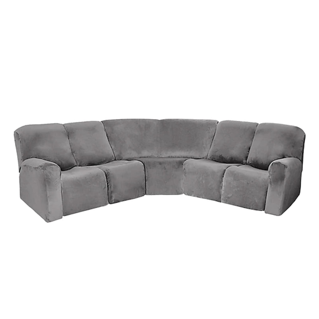 7-Piece Velvet Stretch Reclining Couch Covers 5 Seats Corner Sofa Cover L Shape Sectional Recliner Sofa Covers for