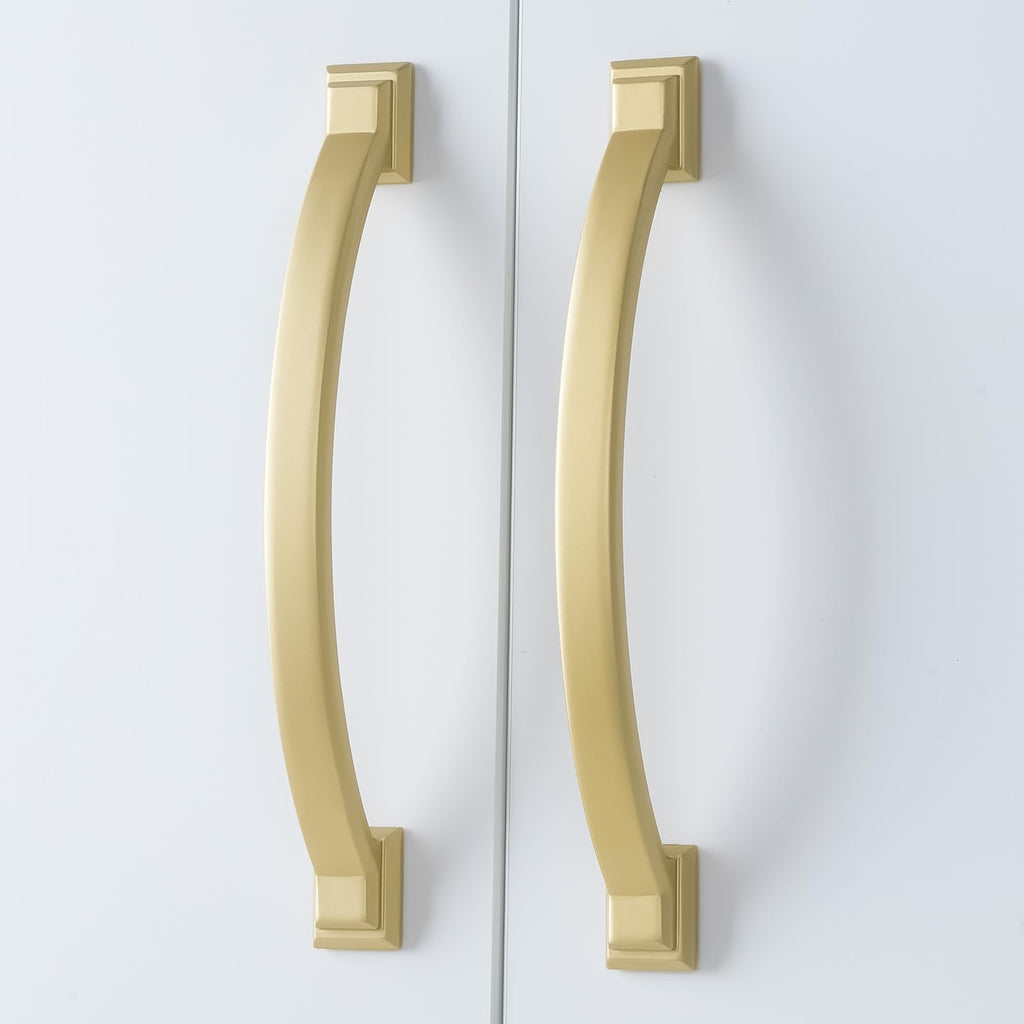 10 Pack 3-3/4 Inch Cabinet Pulls Brushed Gold Kitchen Cabinet Handles Zinc Alloy Drawer Pulls Solid Cabinet Hardware