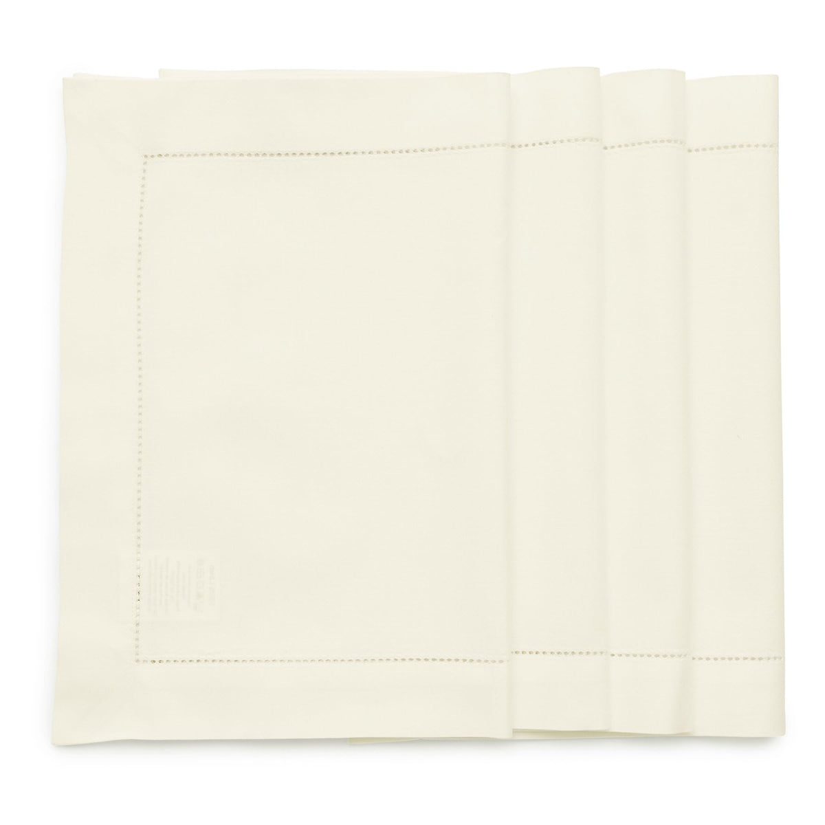 Cotton Linen Placemats Ivory Hemstitch, 14 x 19 in, Set of 4