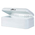 Large, Metal Bread Storage Bin with Lid, 16.3"x9"x6.7", White