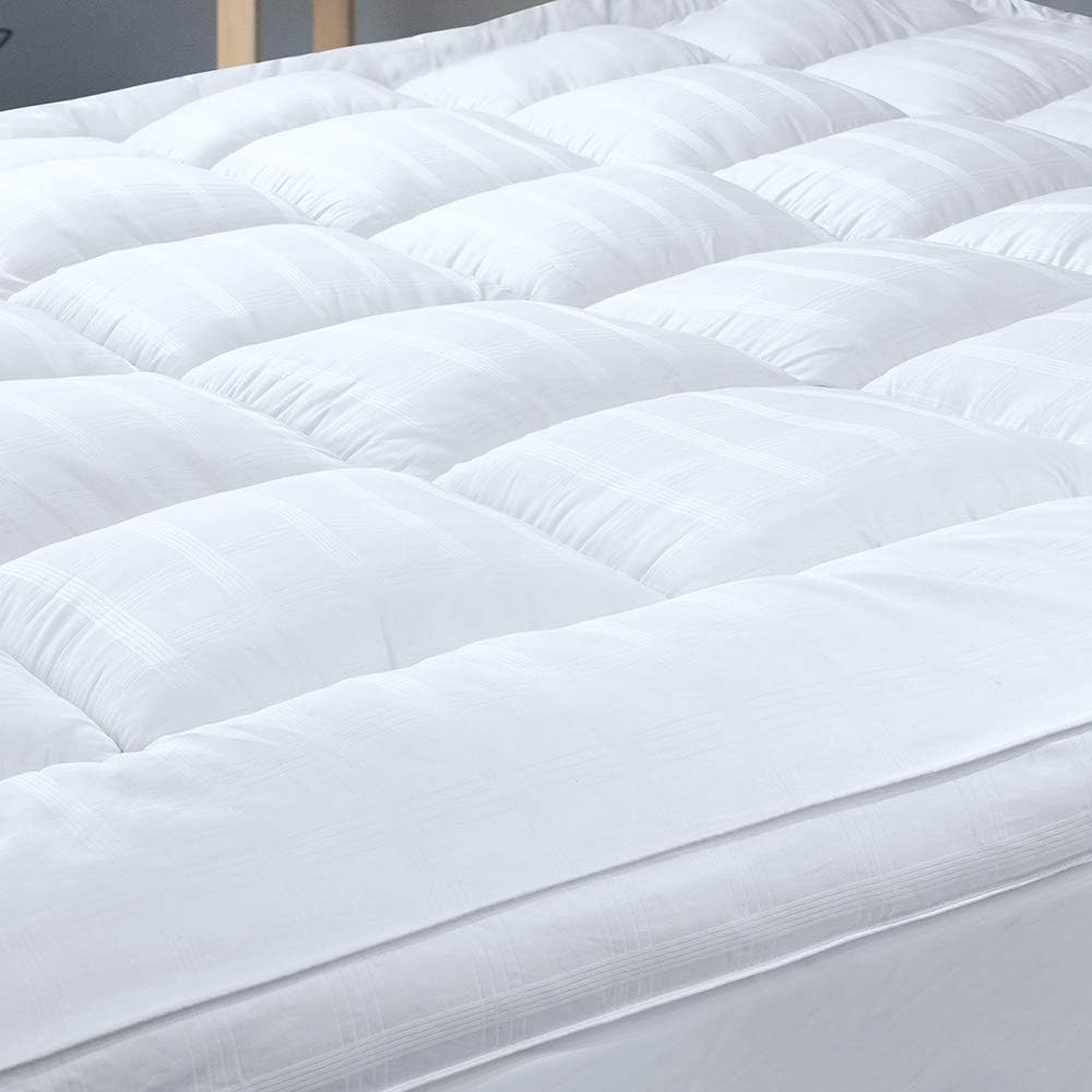 Queen Cotton Mattress Topper, 1200 GSM Extra Thick Plush Mattress Pad, Soft | thick pillow top, back pain relief