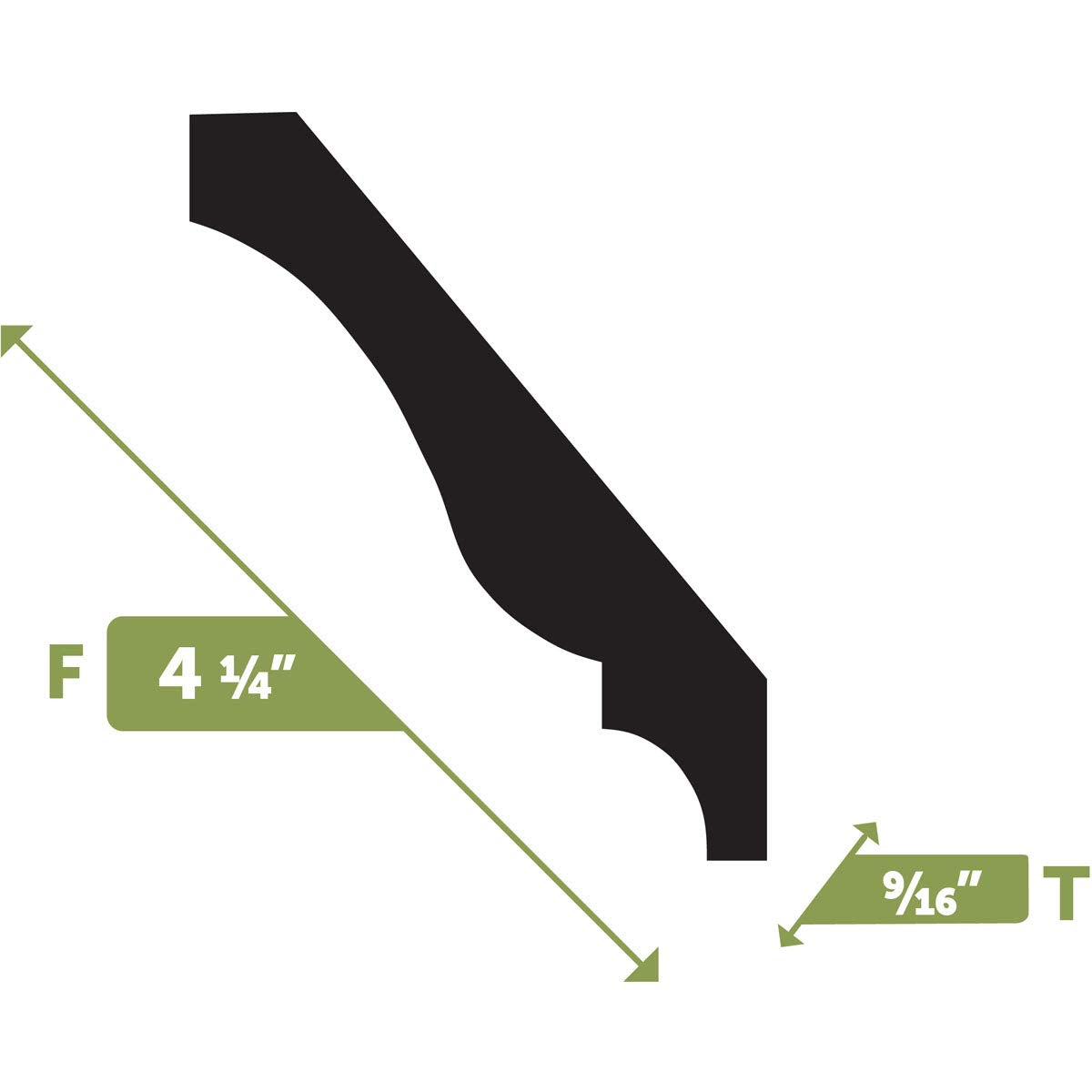 4 1/4"F x 9/16"T x 144"L Crown Flexible Moulding