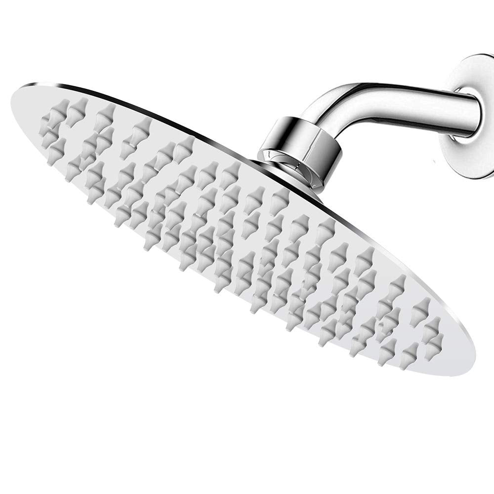 Round Rain Shower Head With Shower Arm, Large Stainless Steel Rainfall Shower-Waterfall Full Body Coverage (8 Inch