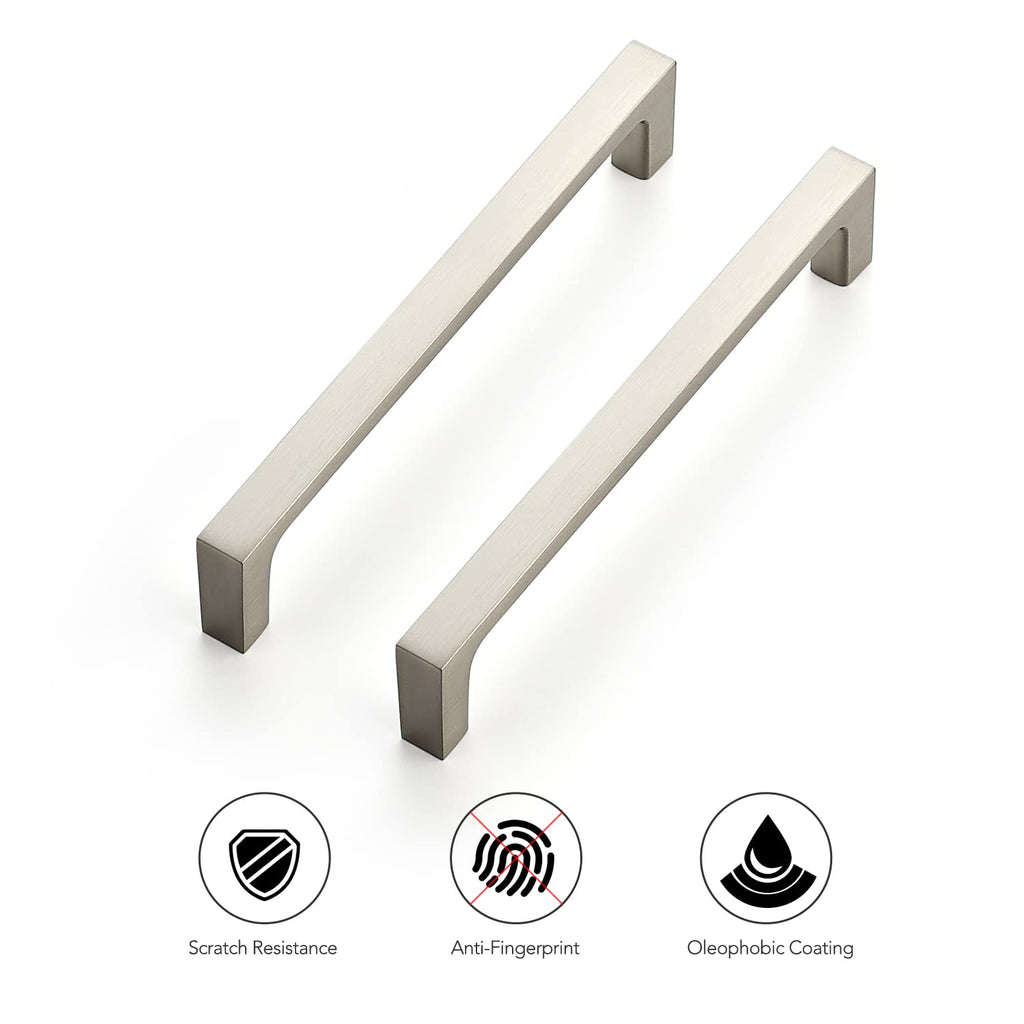 Brushed Nickel Cabinet Handles Square Pulls, 5 Inch, 25 Pack