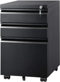 3 Drawer File Cabinet with Lock, Fully Assembled Except Casters
