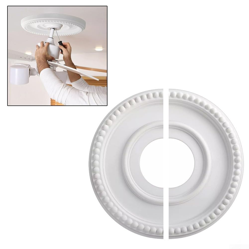 PU Split Ceiling Medallion 315mm Round Medallions Ornament for Chandelier Fan Light Fixture Living Room Bedroom