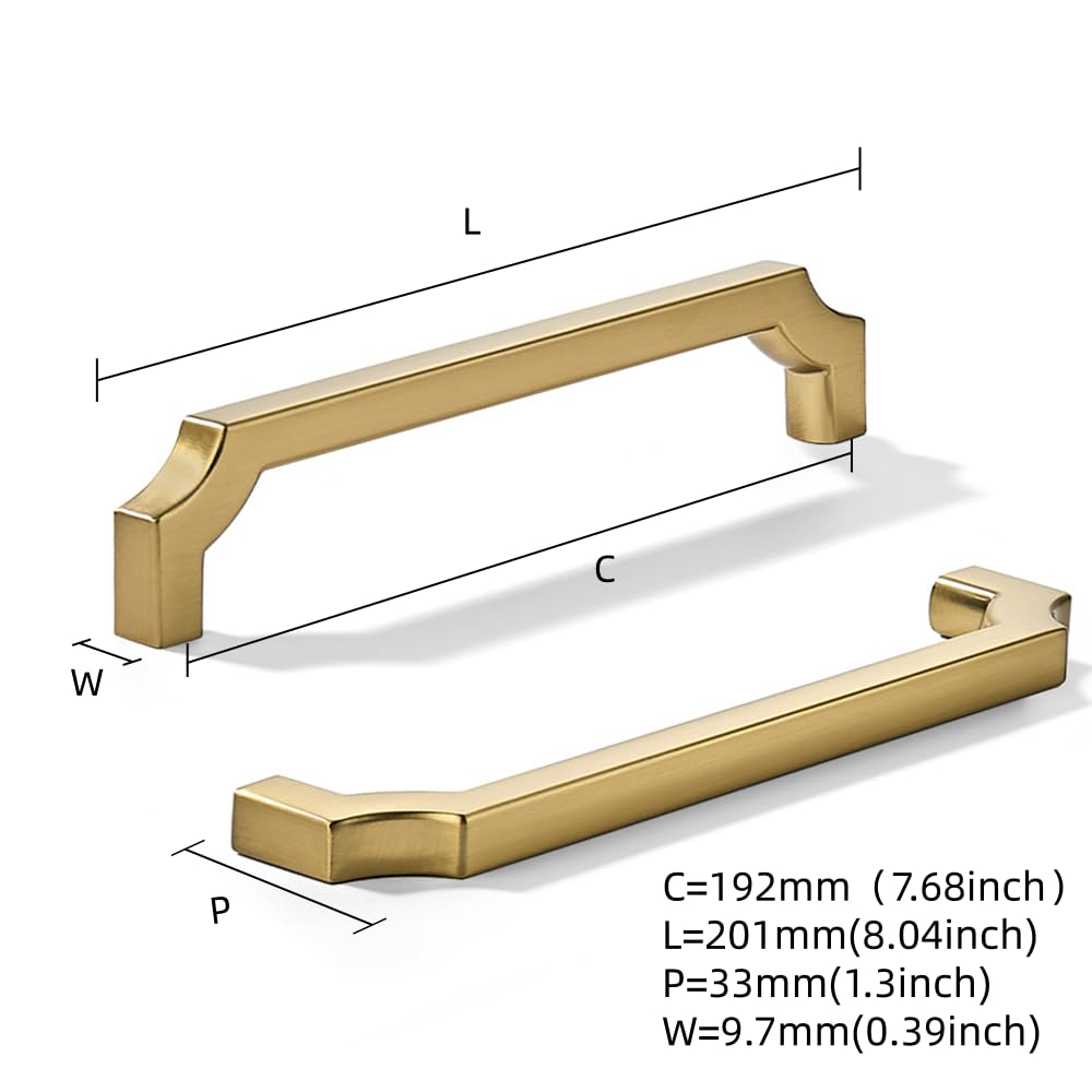 10-Pack 7.5-Inch(192mm) Champagne Bronze Cabinet Pulls,Waterproof Anti-Tarnish Brass Handles Hardware, Drawers and