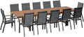 Franklin 13-Piece Teak Finish Wood and Aluminum Rectangular Extendable Patio Dining Set | 100% Teak from Indonesia