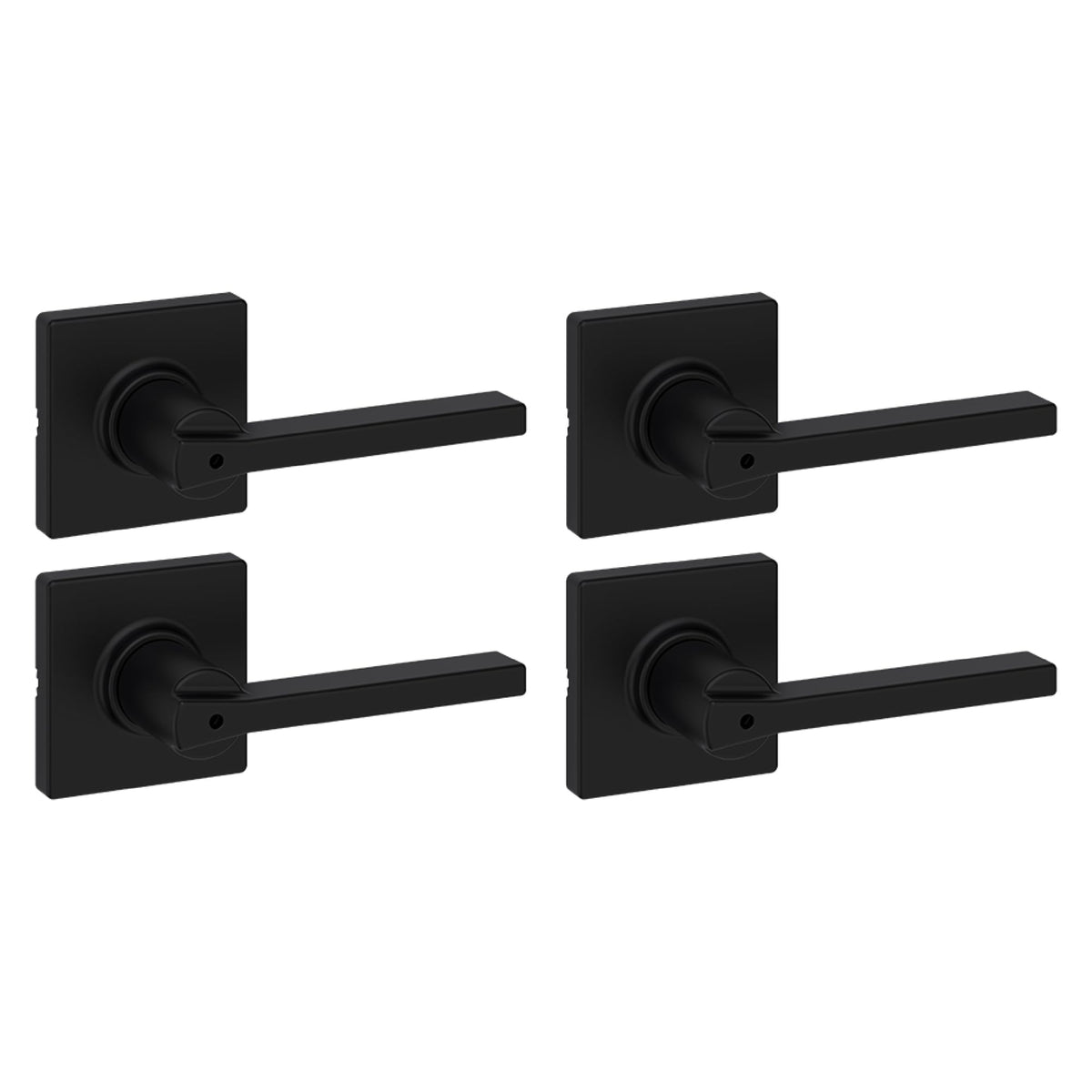 Casey Interior Privacy Door Handle with Lock 4 Pack, Door Lever , Matte Black Reversible Keyless Turn Lock, with