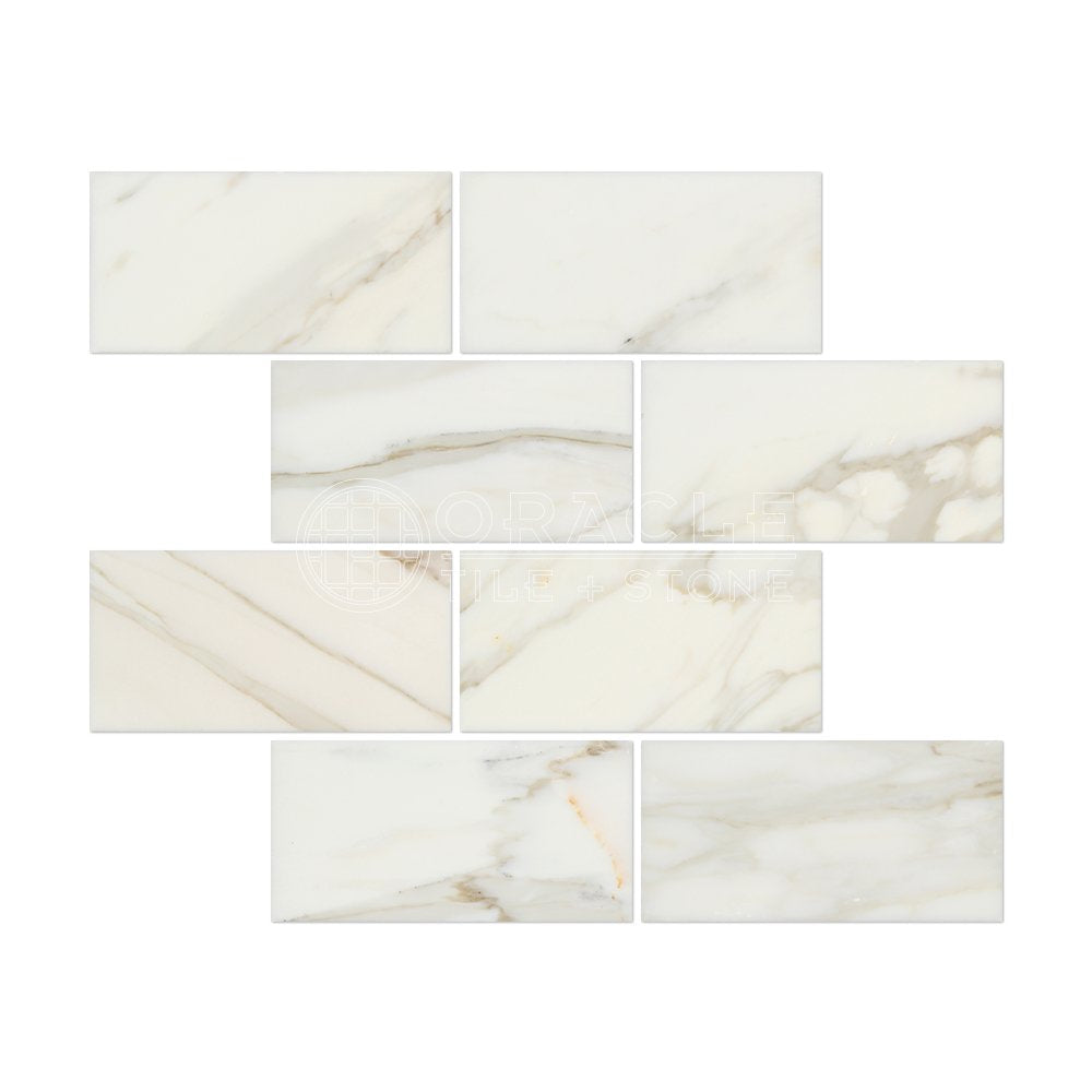 Calacatta Gold (Italian Calcutta) Marble 3 X 6 Subway Field Tile, Honed