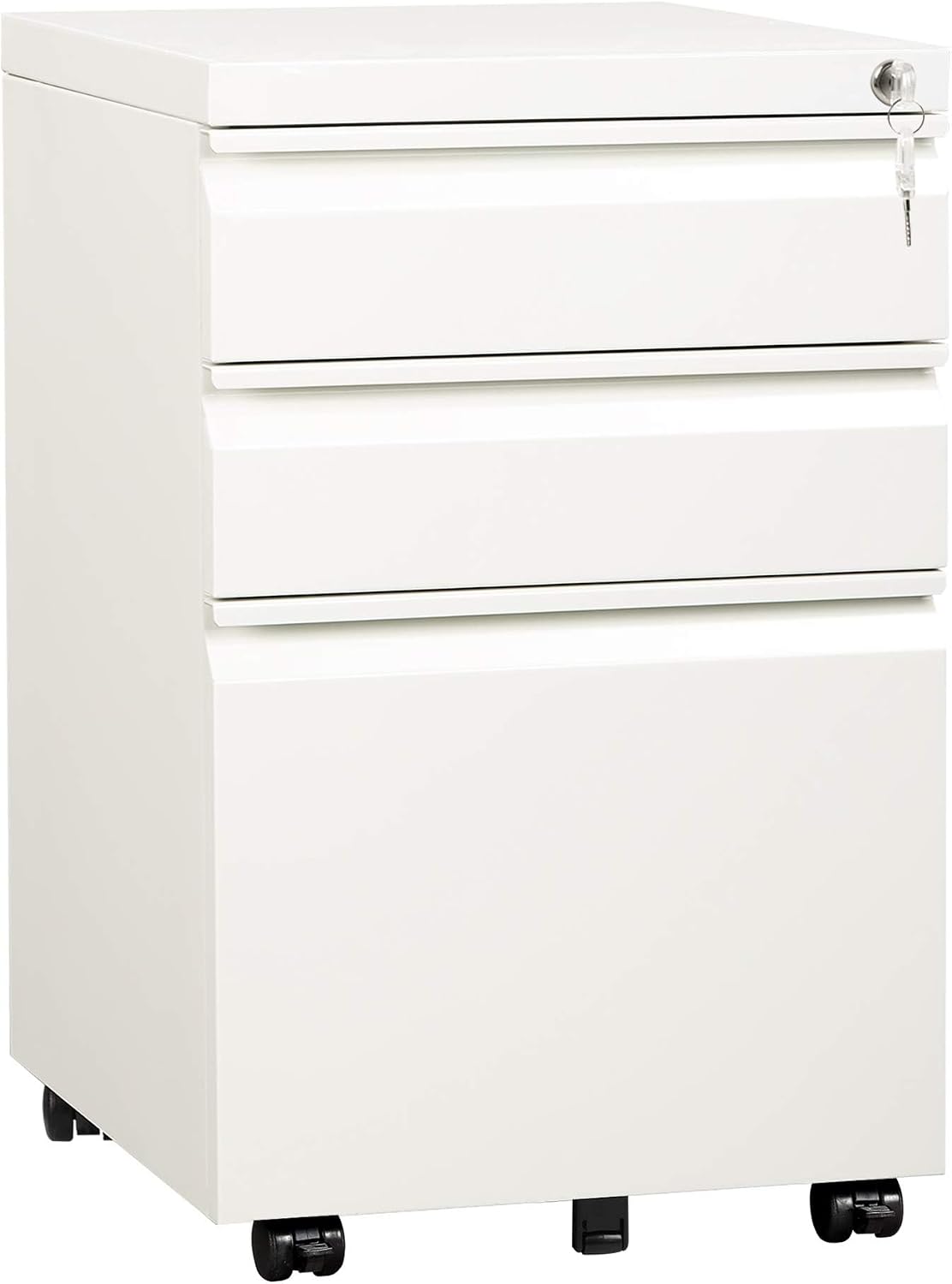 3 Drawer Mobile File Cabinet, Fully Assembled Except Casters | Under Desk Metal Filing Cabinet with Lock , Fits
