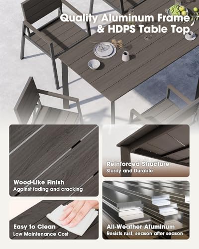 7-Piece Aluminum Outdoor Patio Furniture Set - Dining | Charcoal All-Weather Resistant for Patio, Garden & Porch