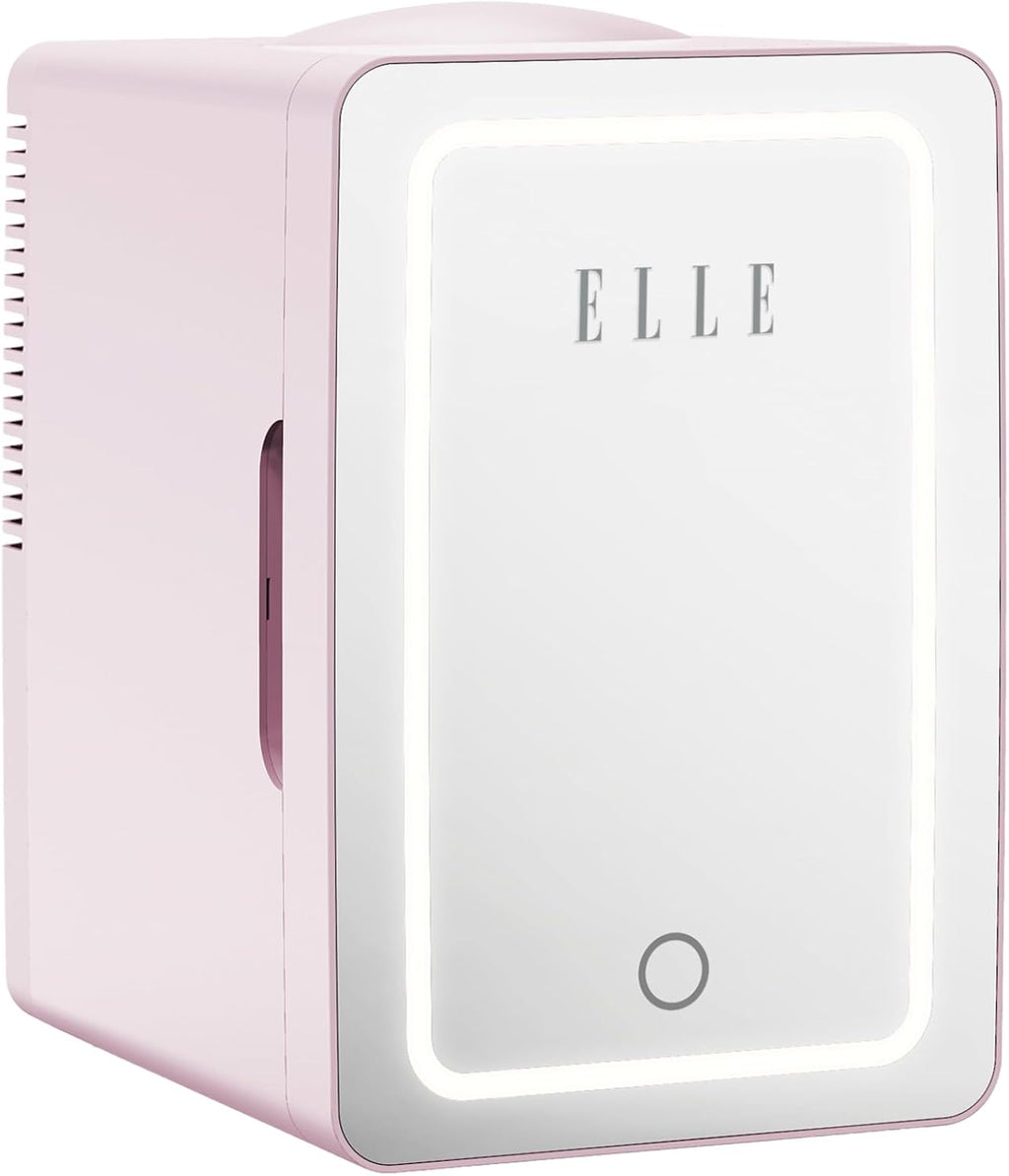 6L Mini Cooler Fridge with LED Makeup Mirror for Skincare & Cosmetic Storage Cooler & Warmer Removable Shelf Carrying