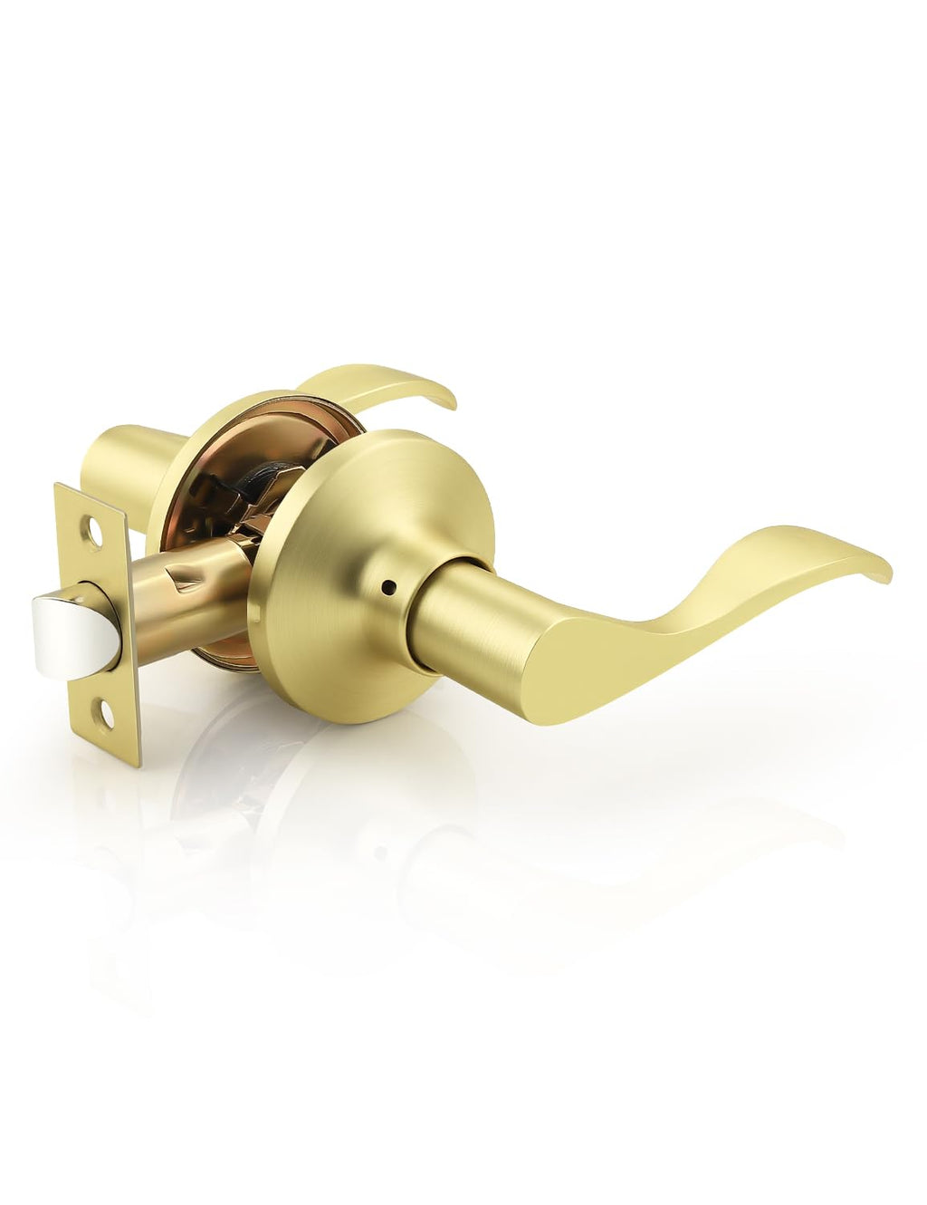 1 Pack Gold Modern Interior Passage Door Handles, Keyless Door Knob & Closet, Wave Style Non-Locking Door Lever