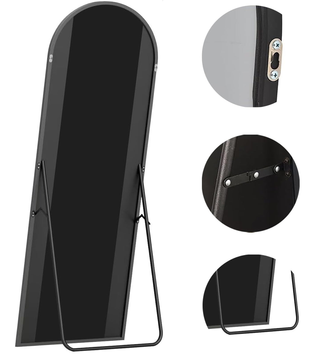 Full Length Mirror, 71"x30" Large Arched Standing Floor Mirror(Black)