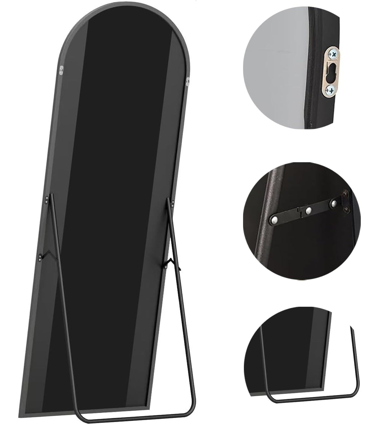 Full Length Mirror, 71"x30" Large Arched Standing Floor Mirror(Black)