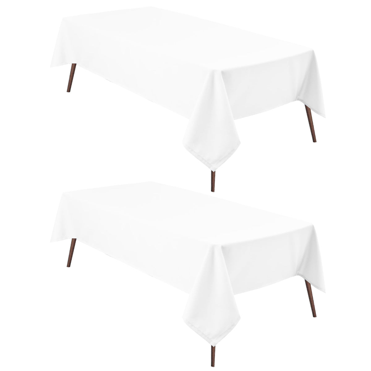 2 Pieces White Rectangle Tablecloth, 70 x 120 Inch