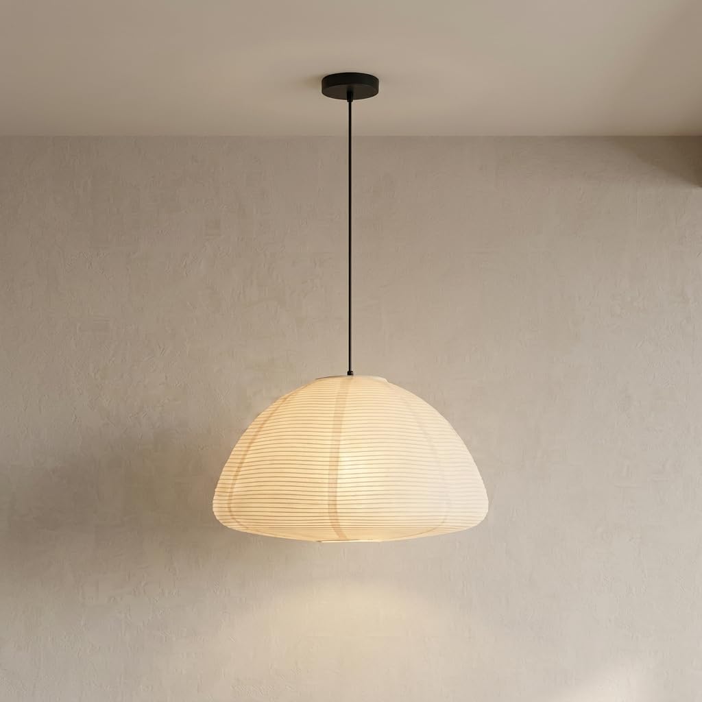 Inspired Noguchi Style Rice Paper Lantern Lamp • Paper Lantern with Light - Ambient Lighting with Rice Paper Lamp Shade, Perfect Decor, Easy