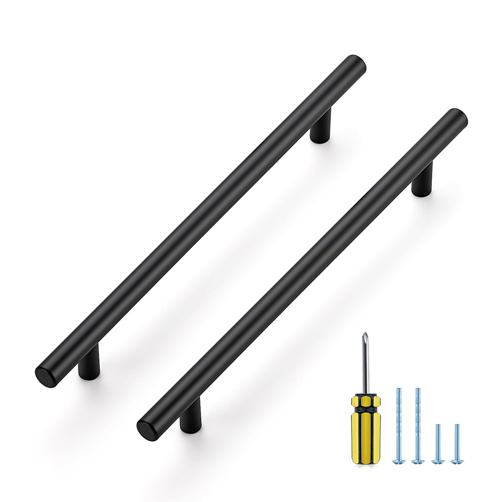 Matte Black Cabinet Handles,Round T Pulls,7-1/2 Inch,5 Pack