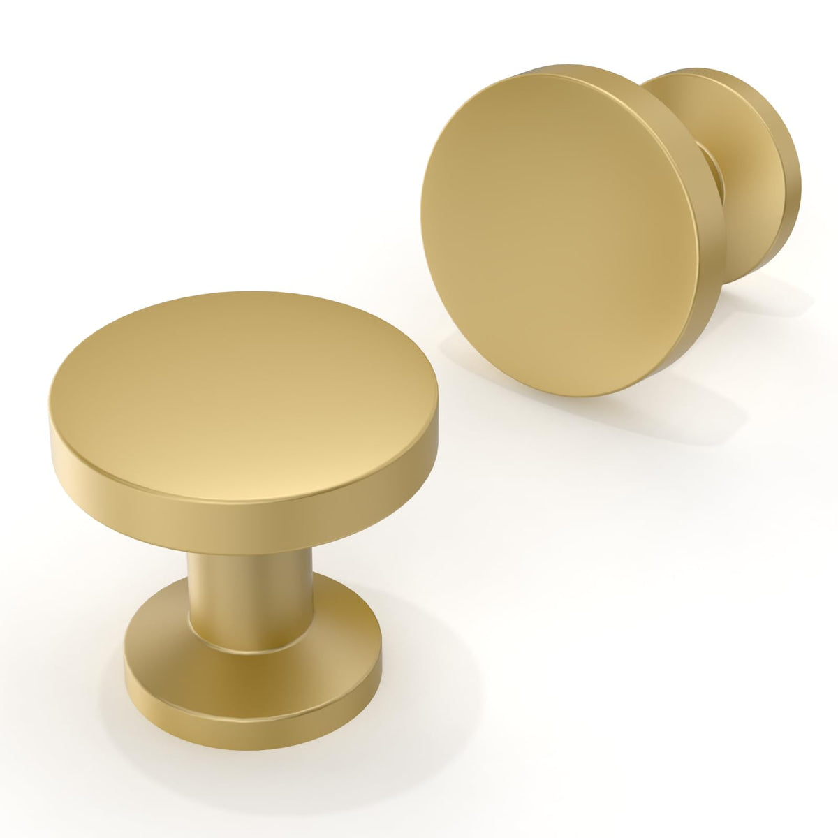 30 Pack Brushed Gold Cabinet Knobs 1-1/5 Inch(30mm) Single Hole Cabinet Pulls Round Kitchen Cabinet Knobs