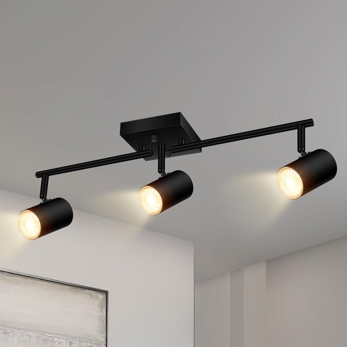Track Lighting Fixtures Ceiling, 3 Way Track Lighting Kit, LED Track Lighting with Rotatable Light Heads, Modern