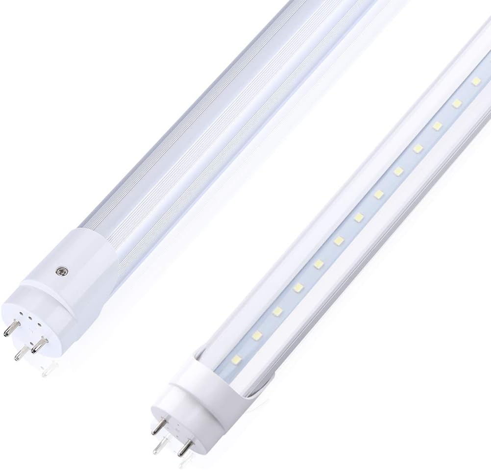 T8 4FT 48" 22W LED Tube Light, 6000K Cool White, Clear Cover, G13 Base Two Pins,Dual-End Powered, T8 T10 T12 Ballast
