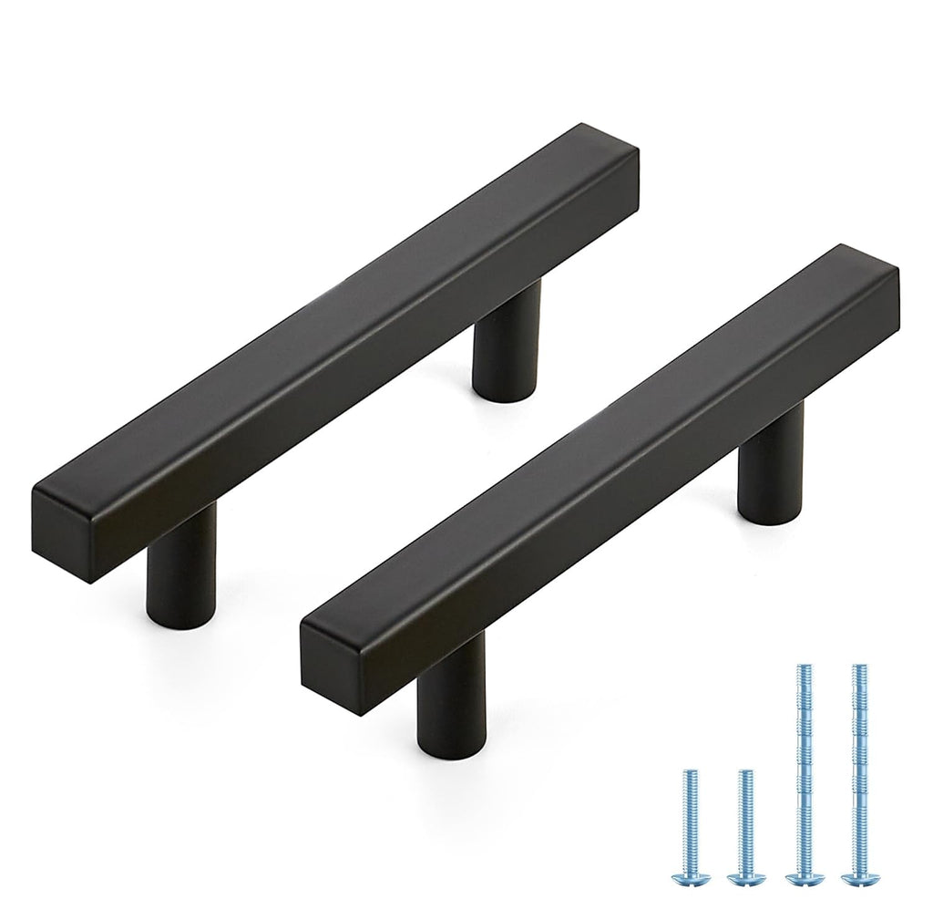 Matte Black Pulls Cabinet Square Handles 3 Inch 30 Pack
