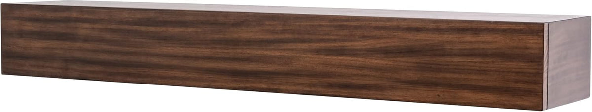 Floating Wood Mantel Shelf with Hidden Storage Compartment - Mocha 60 Inch | Beautiful Wooden Rustic Shelf