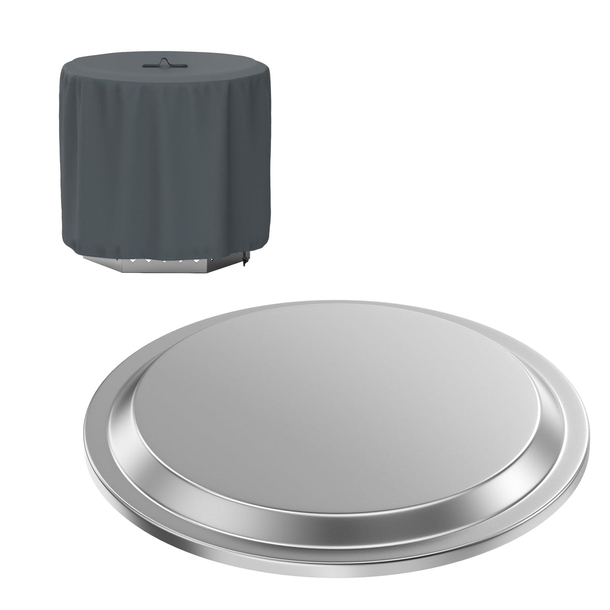 Pit Lid with 600D Oxford Fabric Fire Pit Cover for Yukon 27'' Fire Pit, Stainless Steel Portable Firt Pit Accessories