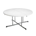 Commercial Round Fold in Half Table, 5 Feet, White Granite