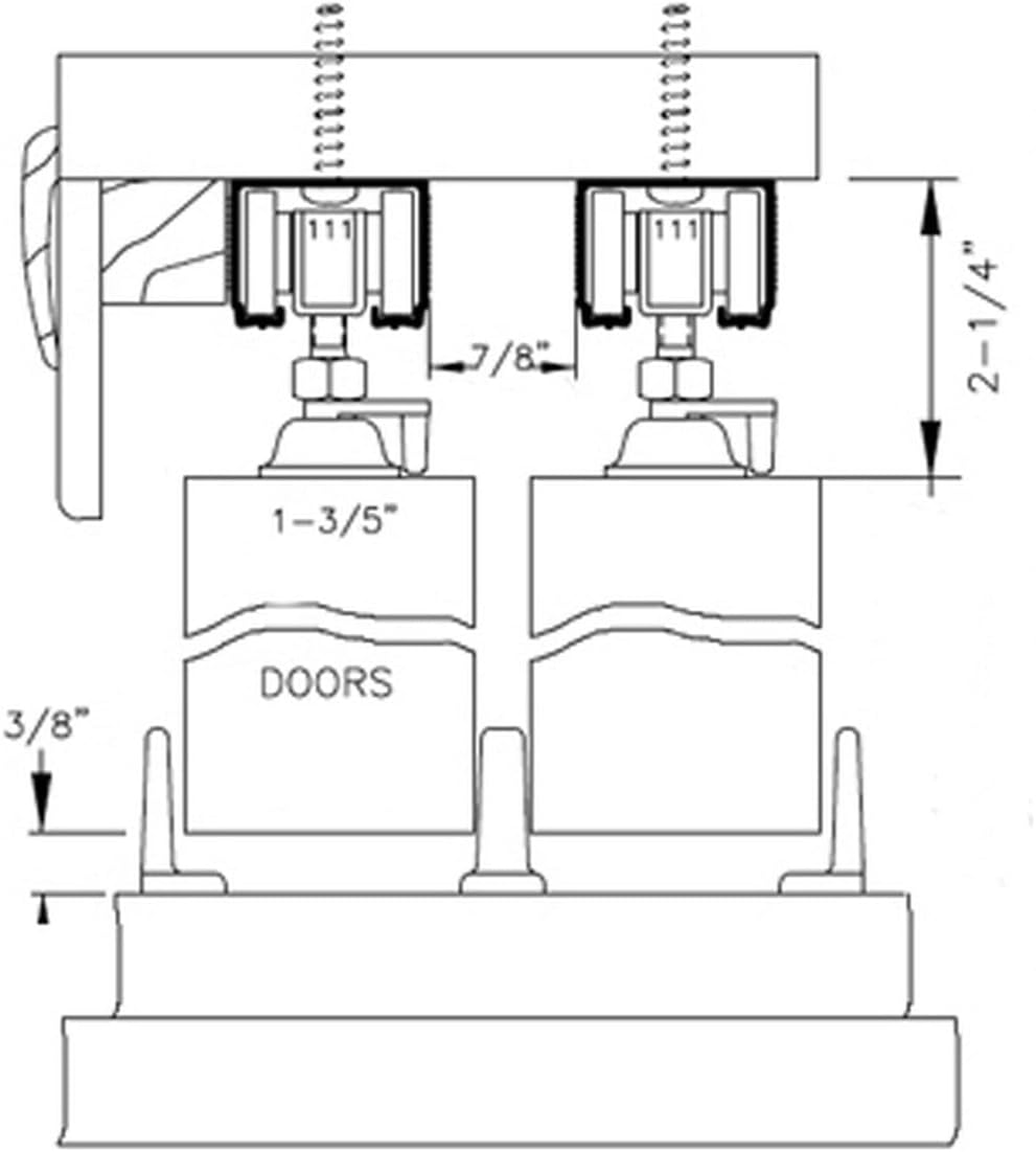 Sliding Closet Bypass Doors 60 x 96 inches | Base 7233 White | Rails Hardware Set | Wood Solid Bedroom Wardrobe Doors
