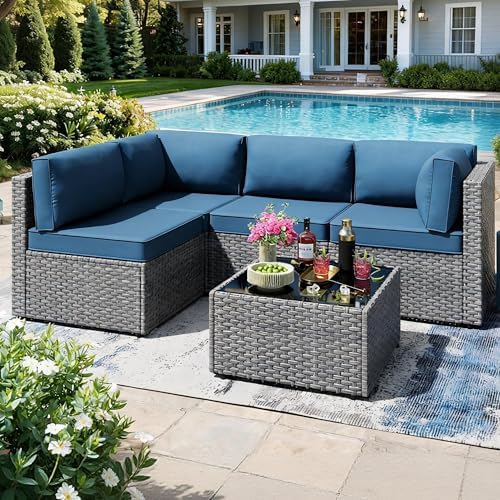 5-Piece Rattan Outdoor Patio Furniture Set - Conversation | All-Weather Resistant for Patio, Garden & Porch