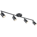 LED 4 Light Track Lighting Kit, Black 4 Way Ceiling Spot Lighting, Flexibly Rotatable Light Head, Bulb Not Included
