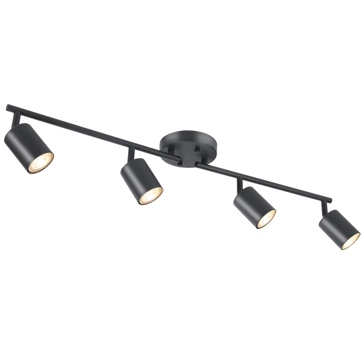 LED 4 Light Track Lighting Kit, Black 4 Way Ceiling Spot Lighting, Flexibly Rotatable Light Head, Bulb Not Included