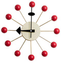Inspired Nelson Style Modern Mid Century Retro Design Solid Wood Wall Ball Clock Red