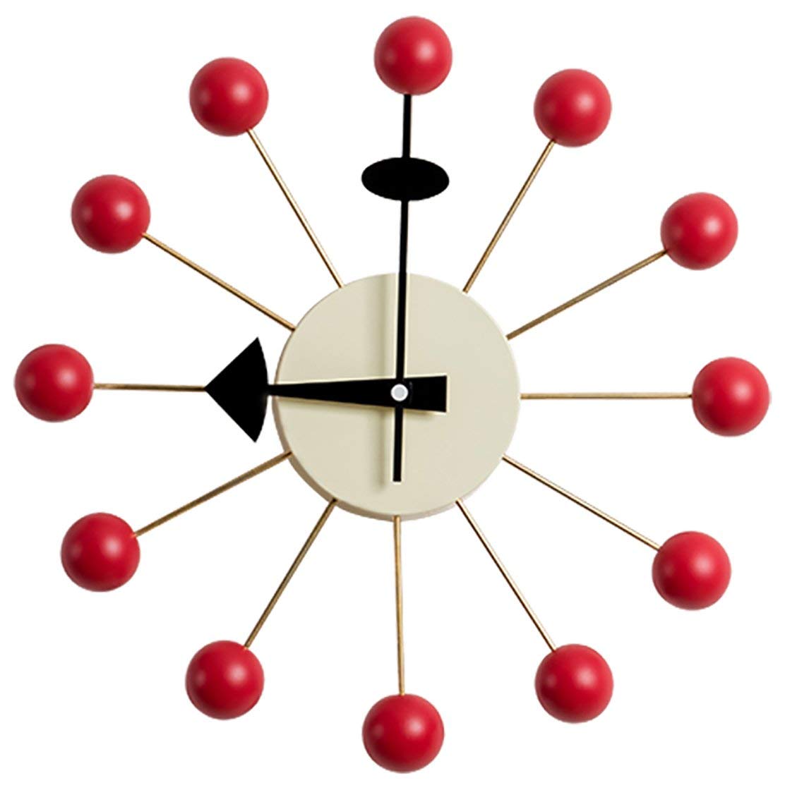 Inspired Nelson Style Modern Mid Century Retro Design Solid Wood Wall Ball Clock Red
