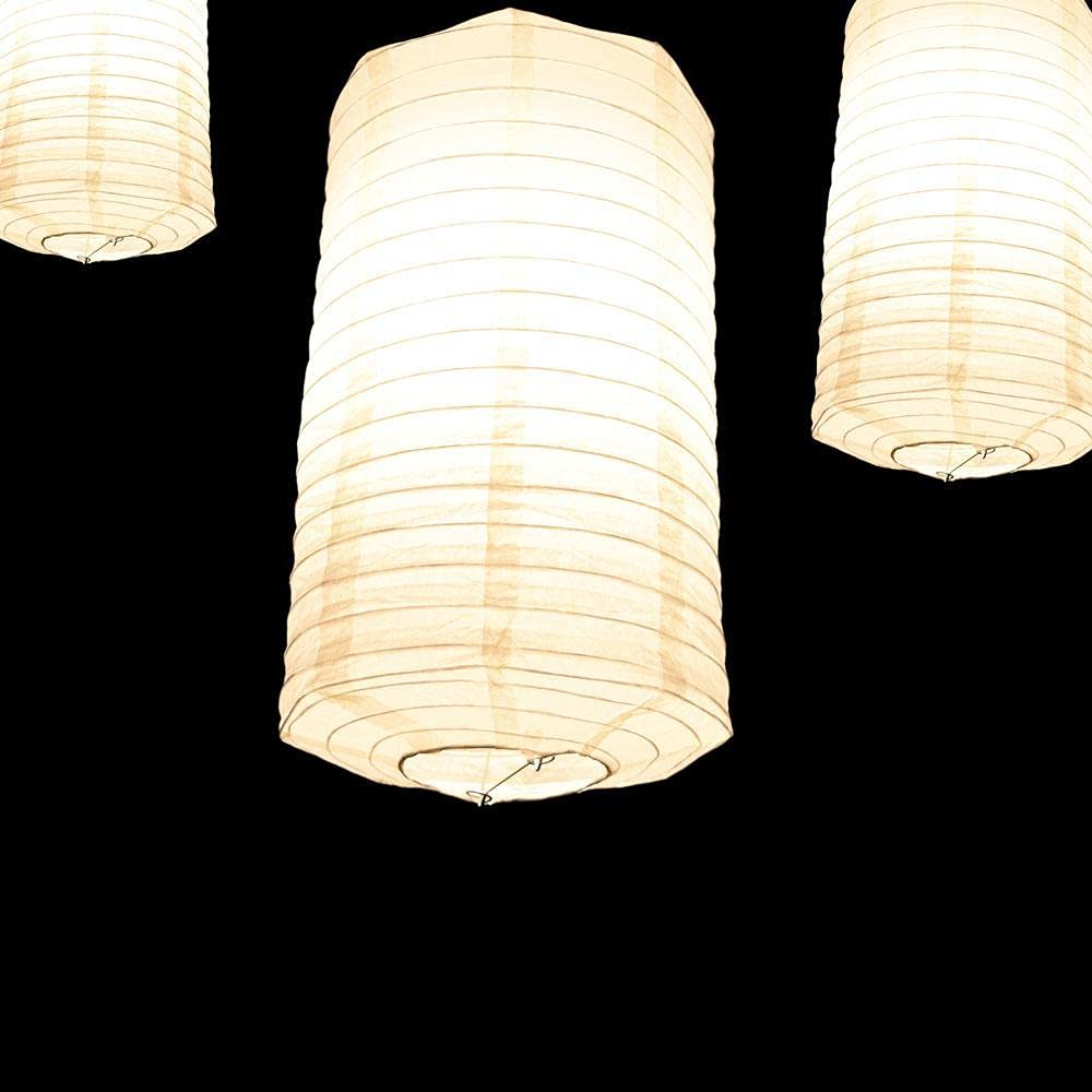 Inspired Noguchi Style PaperLanternStore.com Jumbo White Cylinder Unique Shaped Paper Lantern, 20-inch x 30-inch