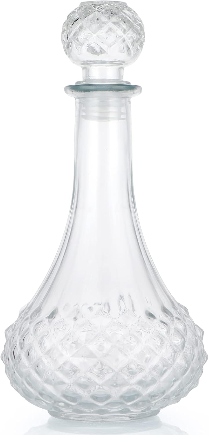 Glass Decanter with Airtight Stopper, 800ML/27OZ Liquor Decanter Bottle for Wine, Whiskey, Brandy, Vodka (Long Neck)