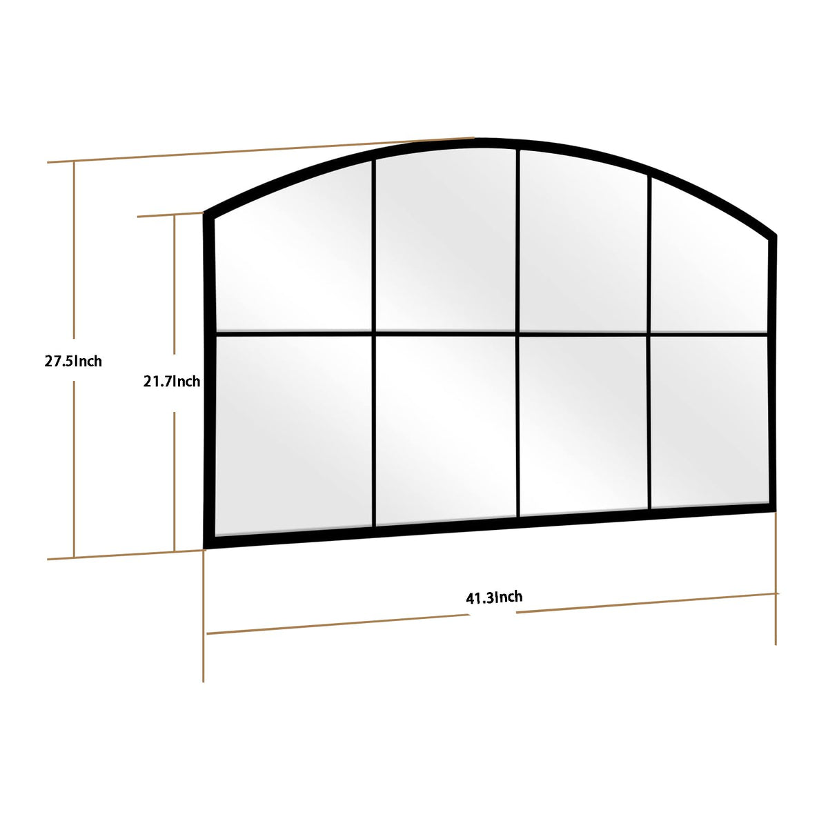 42x28 Large Black Arched Window Pane Wall Mirrors, Farmhouse Decor