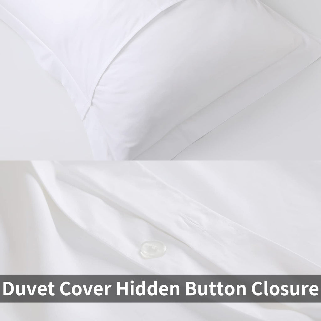 100% Egyptian Cotton Luxury Duvet Cover Set, 3 Pieces, White