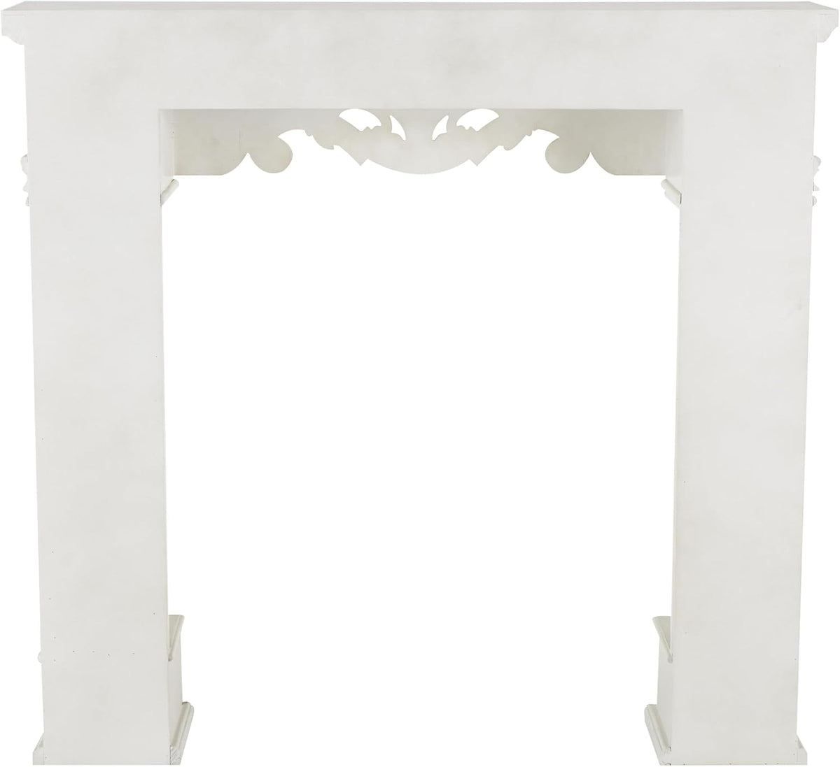 Wooden Scroll Fireplace Mantle Freestanding with Floral Accents, 45" 10" 42", White
