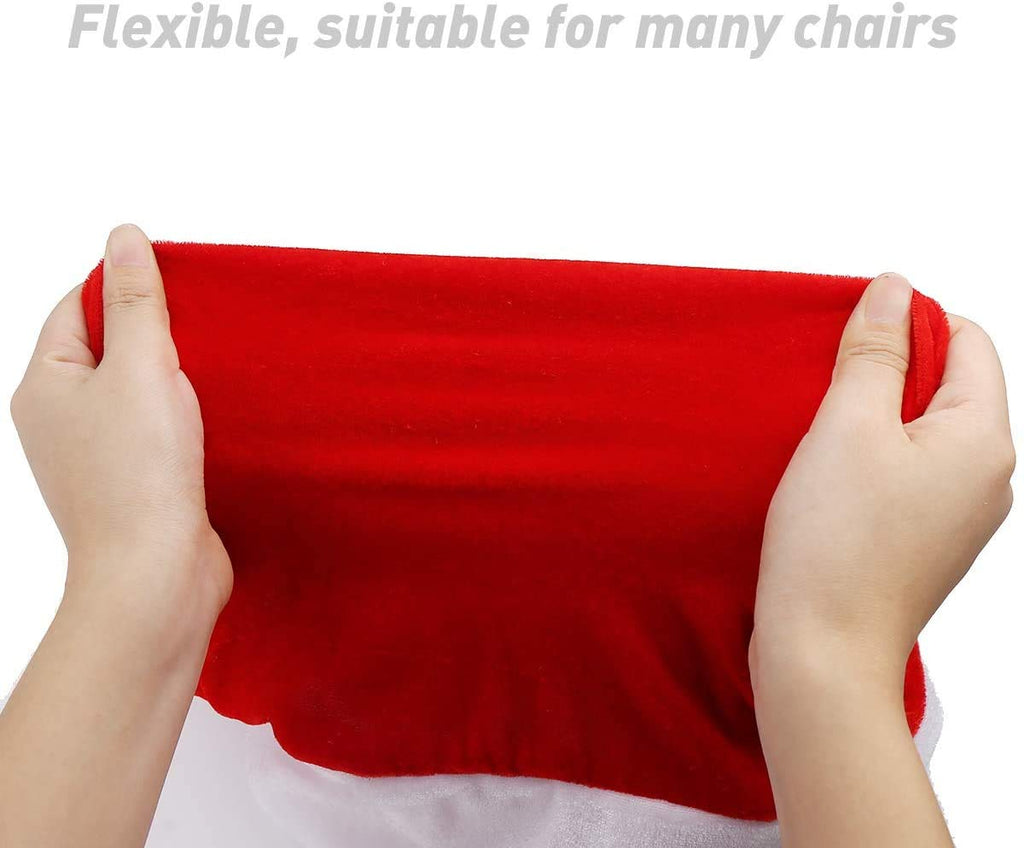 6PCS Christmas Chair Covers, Santa Claus Hat Slipcover Xmas Chair Back Cover for Christmas Dinning Room Decoration