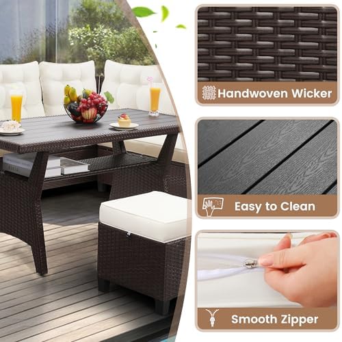 6-Piece Outdoor Patio Furniture Set | White All-Weather Resistant for Backyard, Garden & Porch