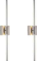 Modern Minimalist LED Bathroom Sconce, Brushed Nickel, 27.8" x 4.3" x 3.4"