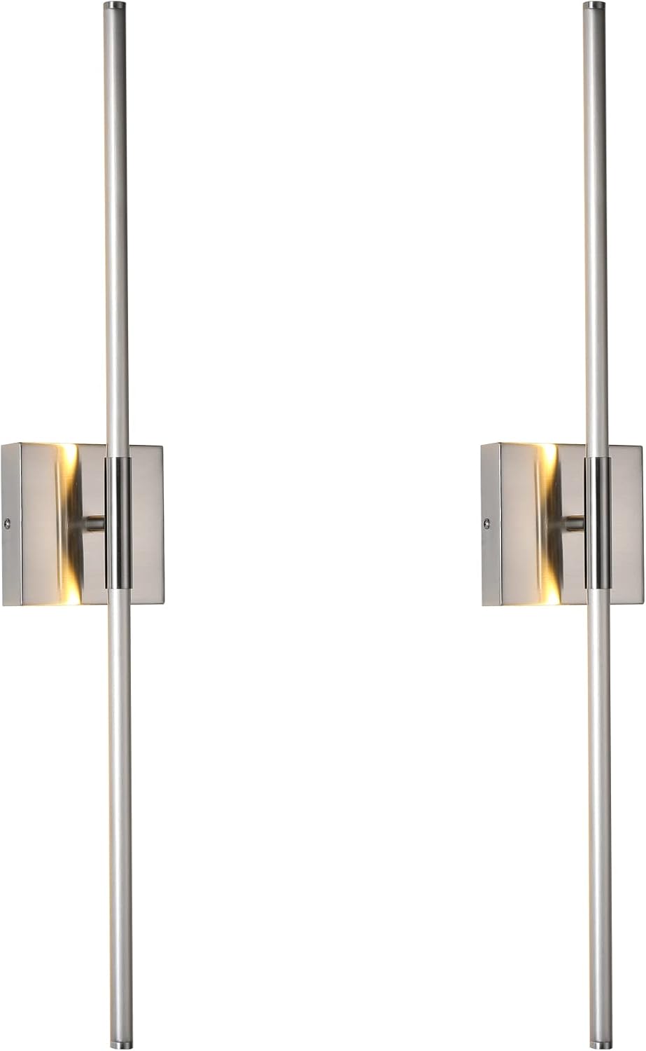 Modern Minimalist LED Bathroom Sconce, Brushed Nickel, 27.8" x 4.3" x 3.4"