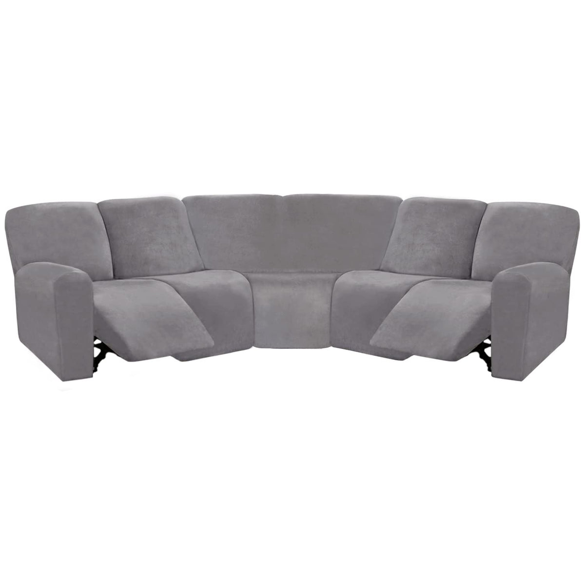 7-Piece L Shape Sectional Recliner Sofa Covers, Velvet Stretch Reclining Couch Covers for Reclining Sofa, Thick