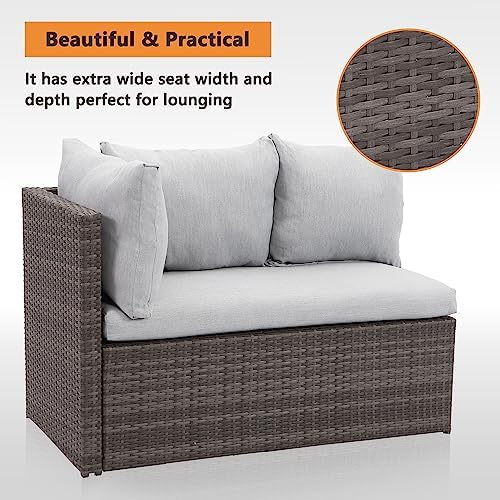 7-Piece Wicker Outdoor Patio Furniture Set - Conversation | Grey All-Weather Resistant for Patio, Garden & Porch