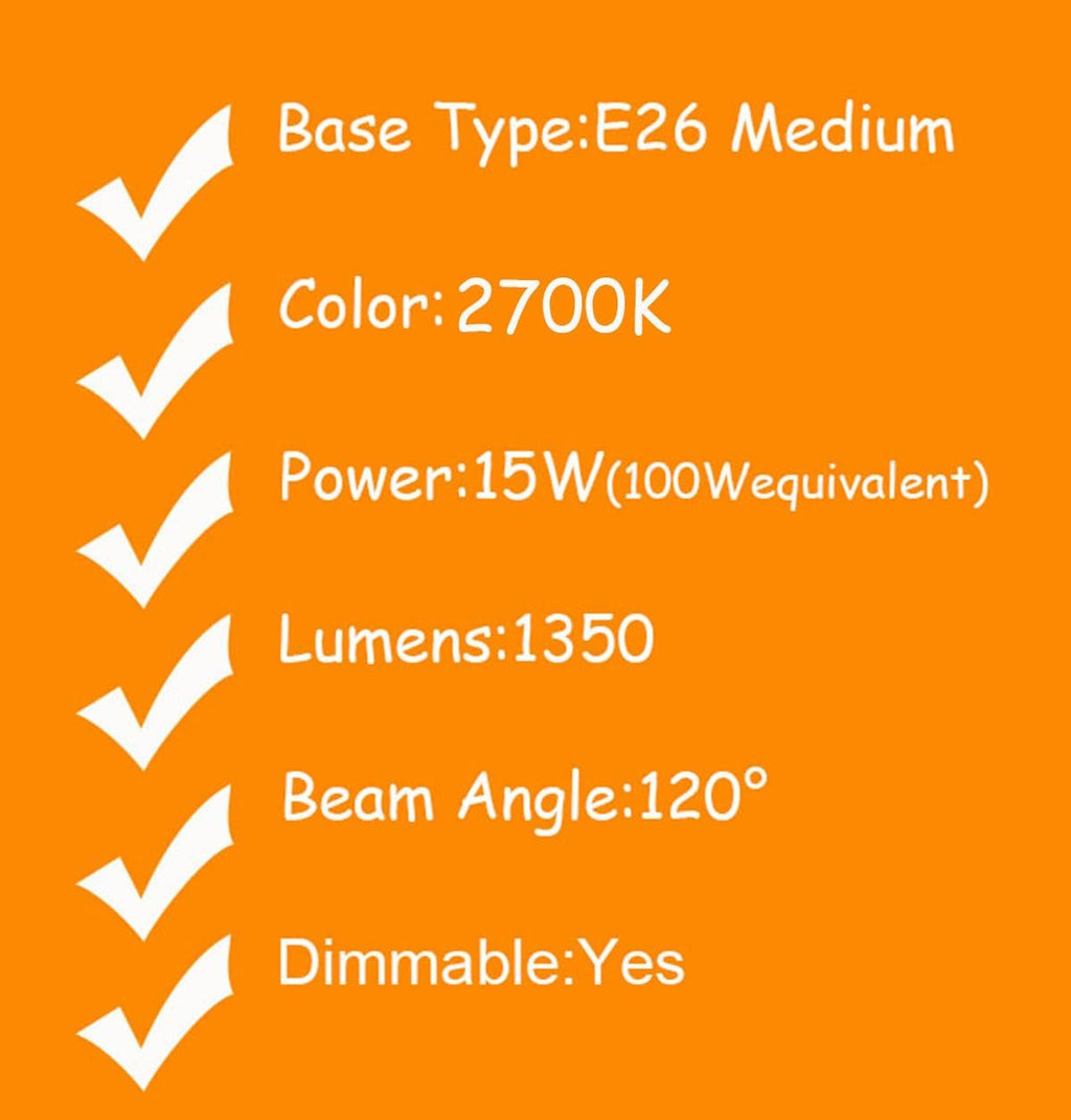 BR30 LED Bulb, 2700K Soft White Flood Lights 15W Equivalent 100W, R30 Dimmable, 1350 Lumens, 15W, E26 Base