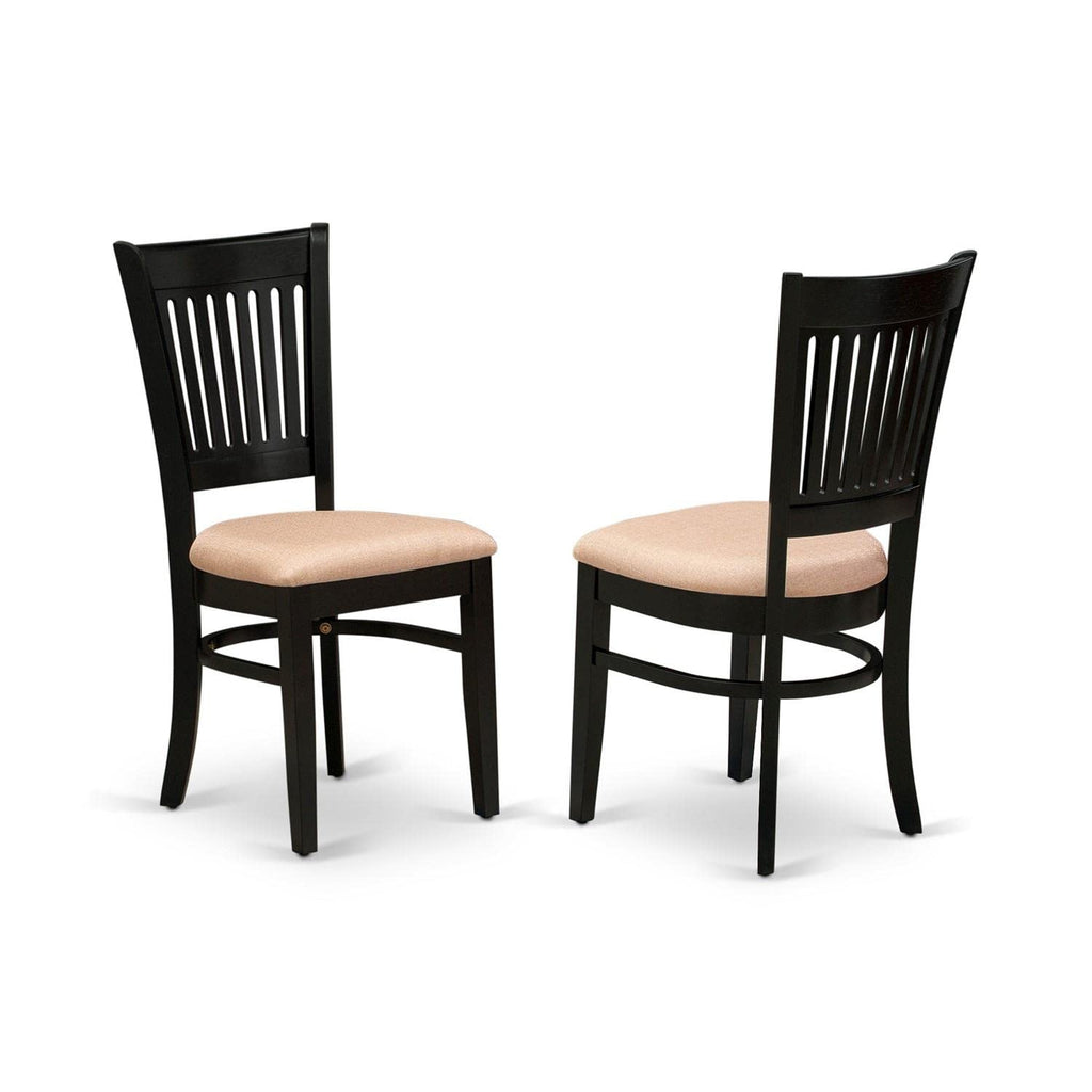 West Furniture VAC-BLK-C Vancouver Dining Chairs - Linen Fabric Upholstered Wood Chairs, Set of 2, Black